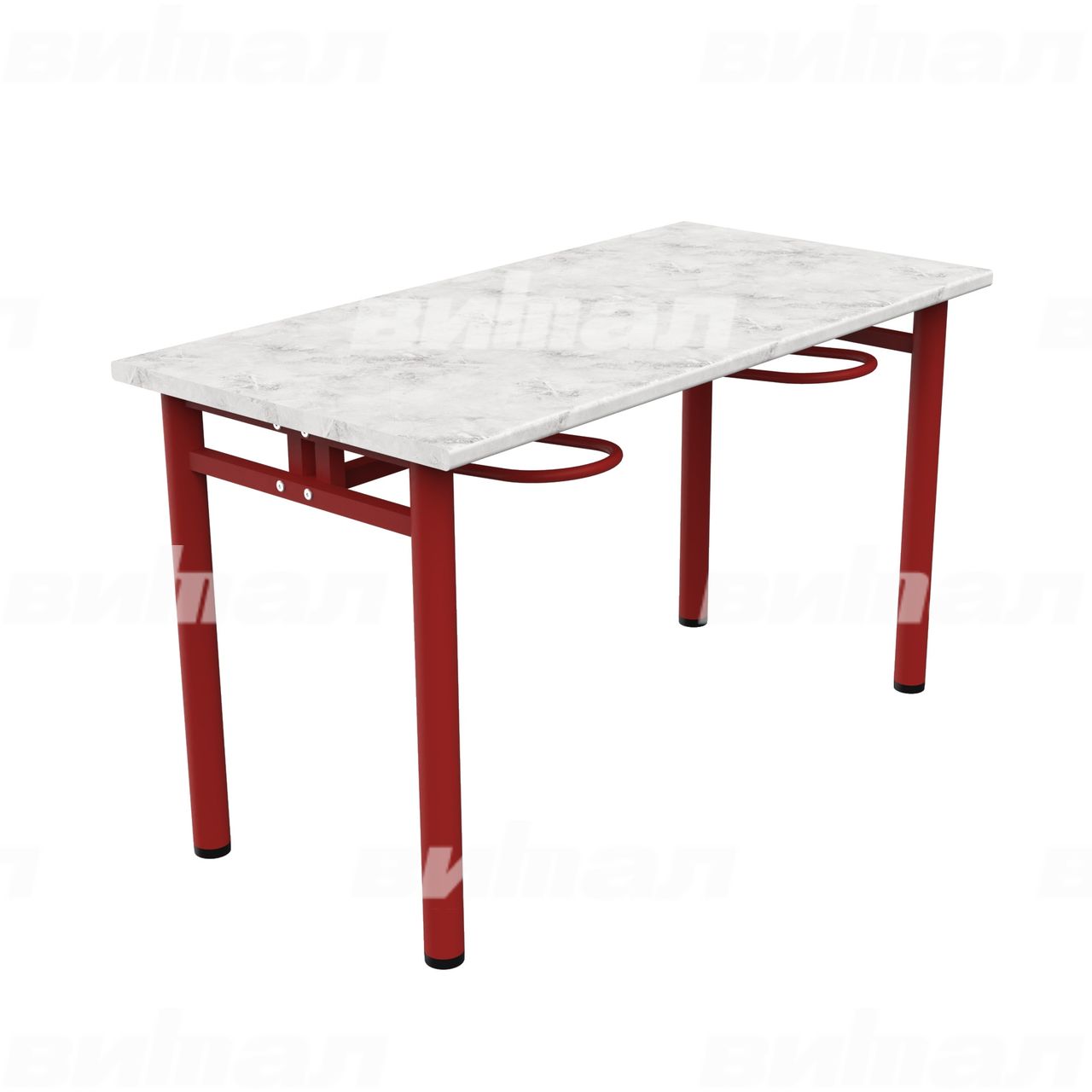 Стол обеденный четырехместный с универсальными кронштейнами красный RAL3002 Венеция Пластик