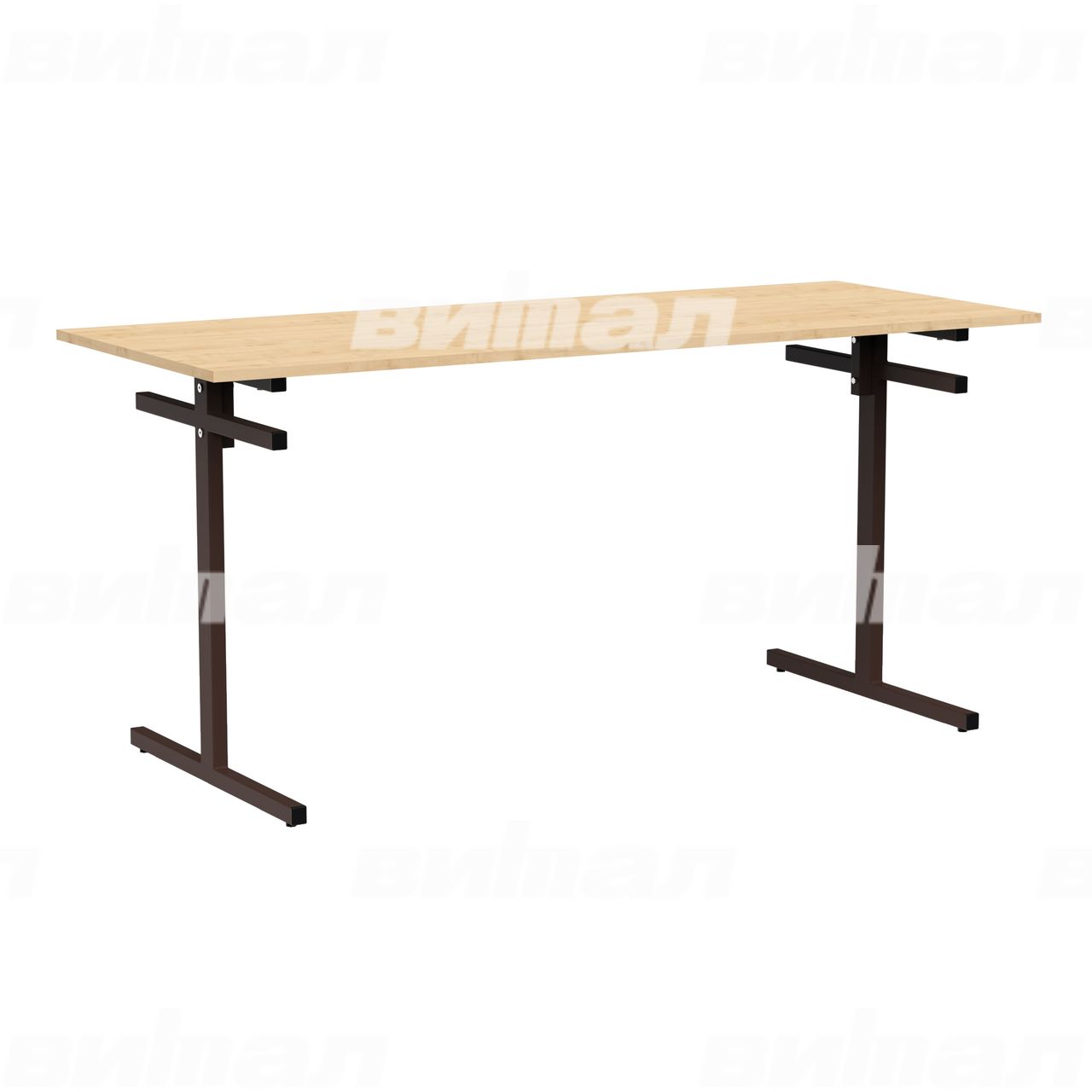 Стол для столовой 6-местный для скамеек коричневый RAL8017 Клен 5 Пластик