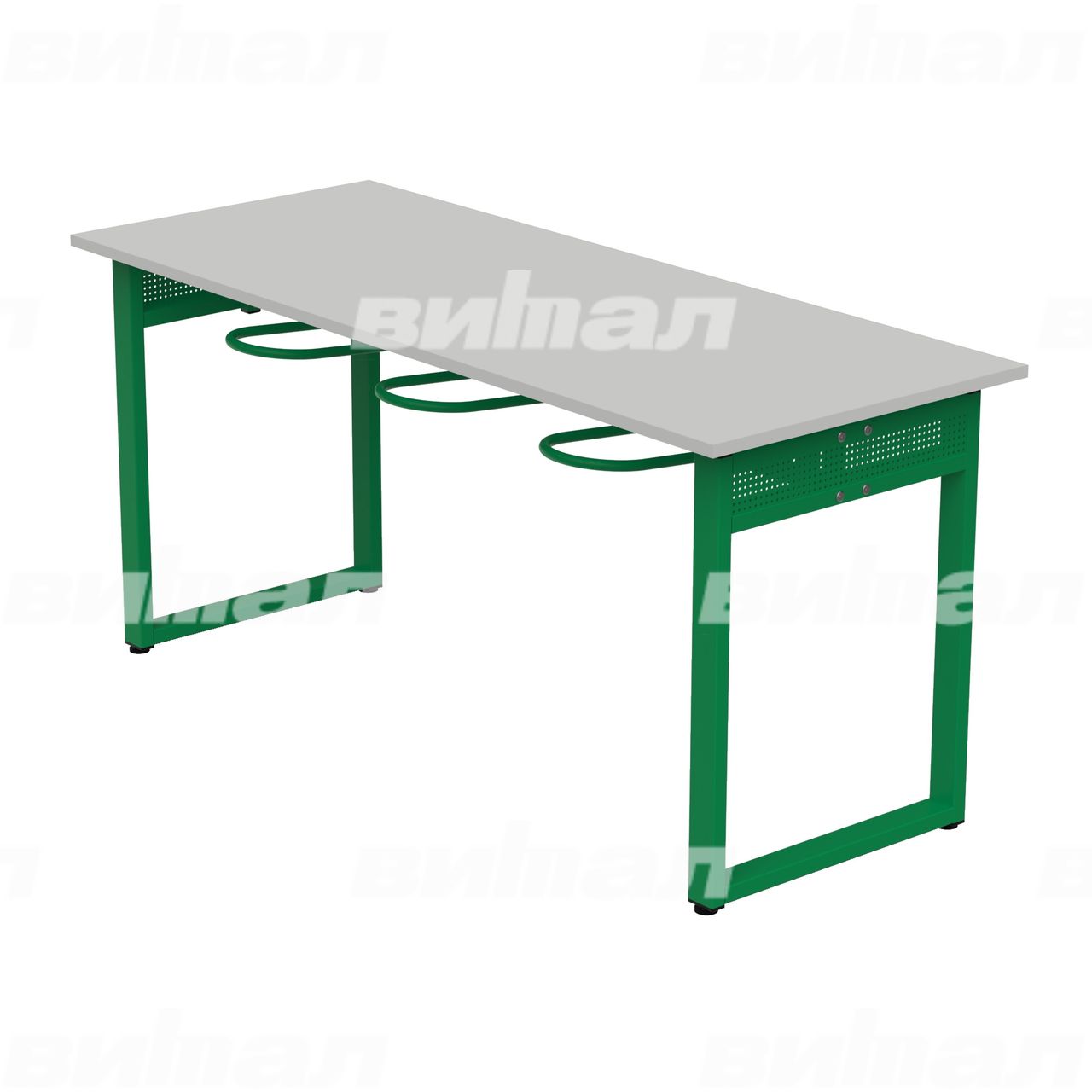 Стол обеденный 6-местный с универсальными кронштейнами «Фьюжн» зеленый RAL6029 Серый 6 Пластик прямоугольная