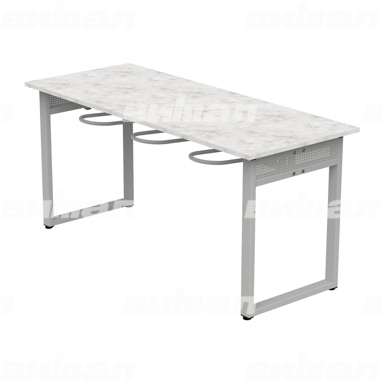 Стол обеденный 6-местный с универсальными кронштейнами «Фьюжн» серый RAL9006 Венеция 6 Пластик прямоугольная