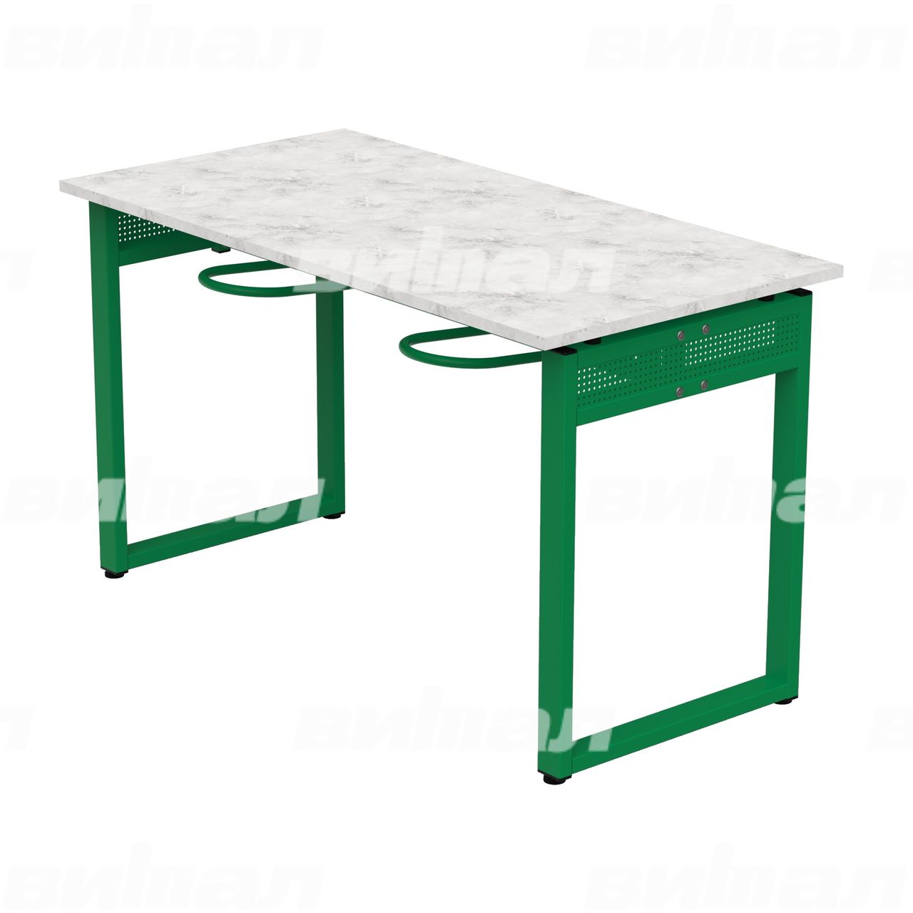 Стол обеденный 4-местный с универсальными кронштейнами «Фьюжн» зеленый RAL6029 Венеция 5 Пластик прямоугольная