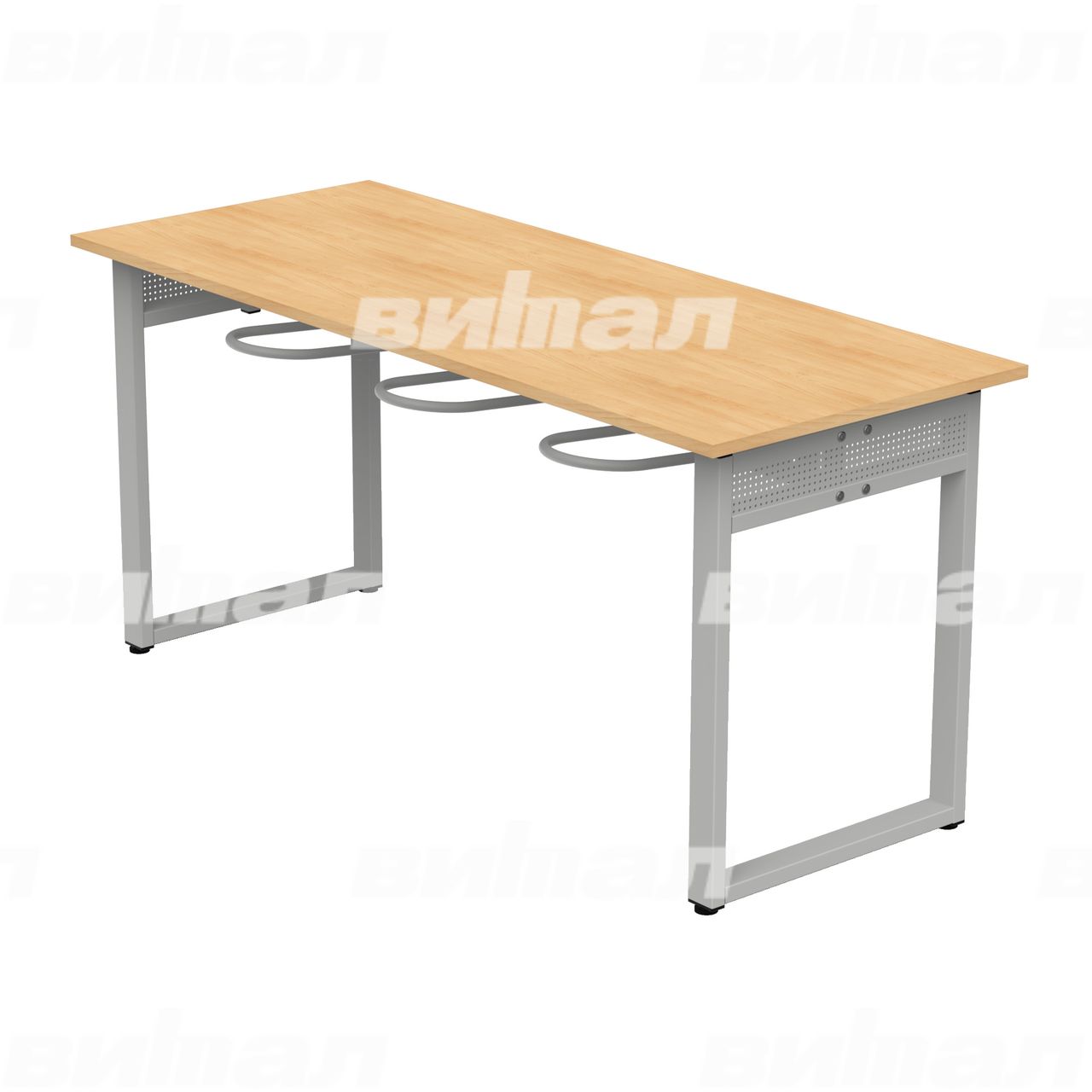 Стол обеденный 6-местный с универсальными кронштейнами «Фьюжн» серый RAL9006 Бук 6 Пластик прямоугольная