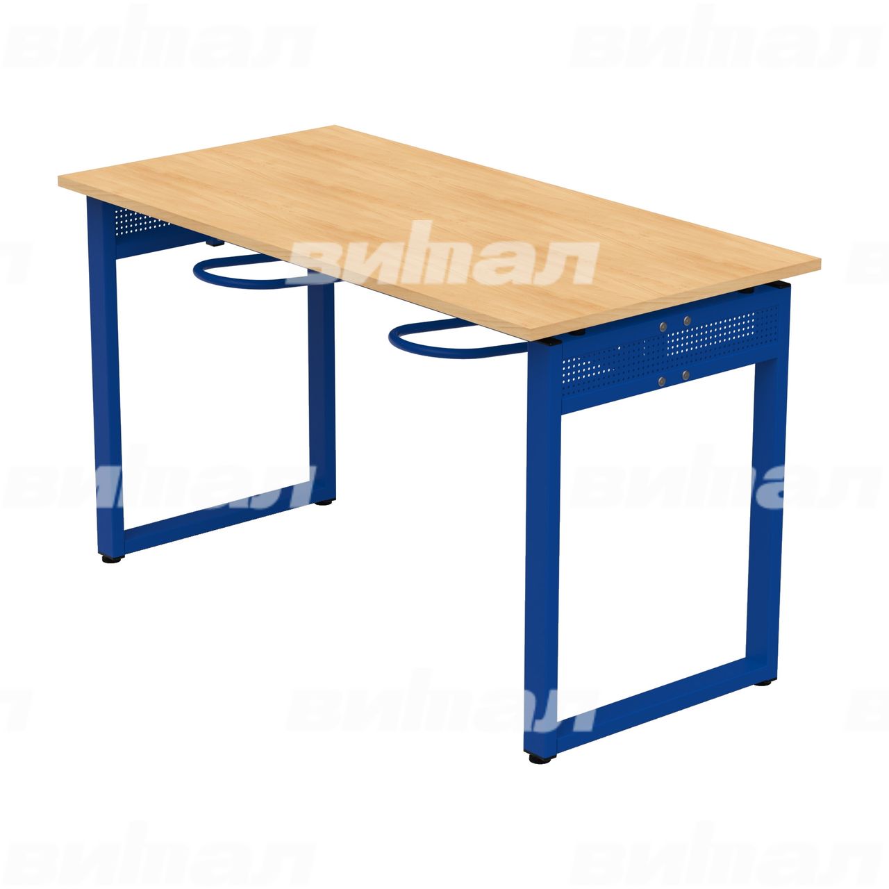 Стол обеденный 4-местный с универсальными кронштейнами «Фьюжн» синий  RAL5002 Бук 6 Пластик прямоугольная