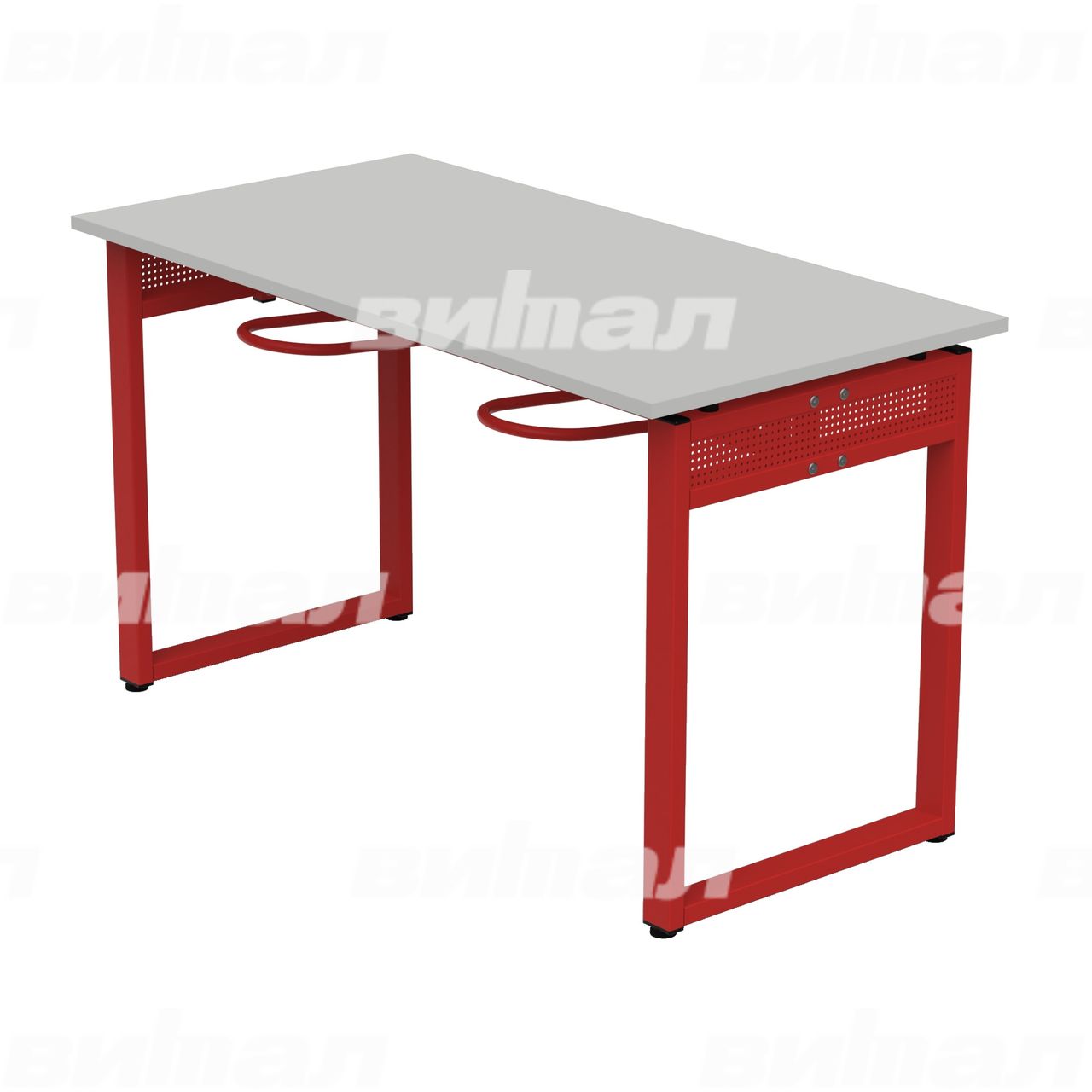 Стол обеденный 4-местный с универсальными кронштейнами «Фьюжн» красный RAL3002 Серый 6 Пластик прямоугольная